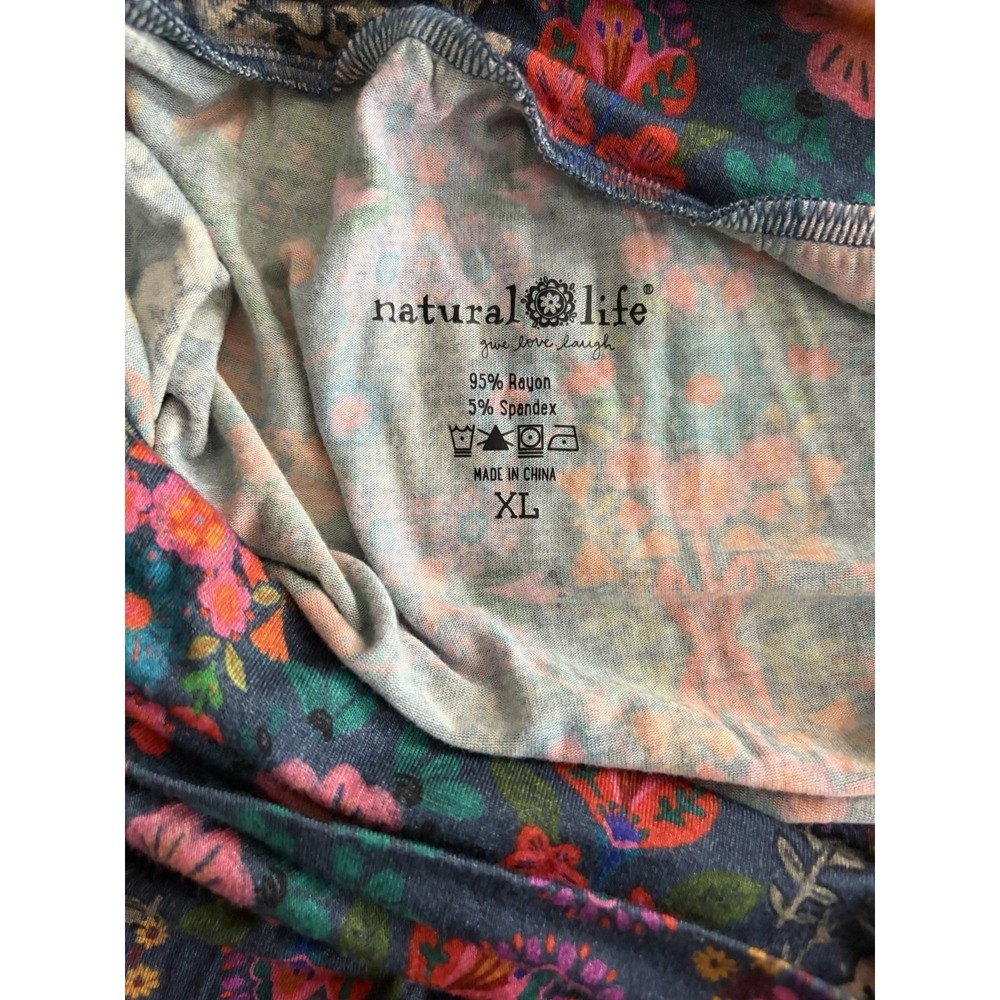 Natural Life Floral Boho Maxi Skirt XL Foldover Waist Stretch Festival READ - Picture 4 of 7